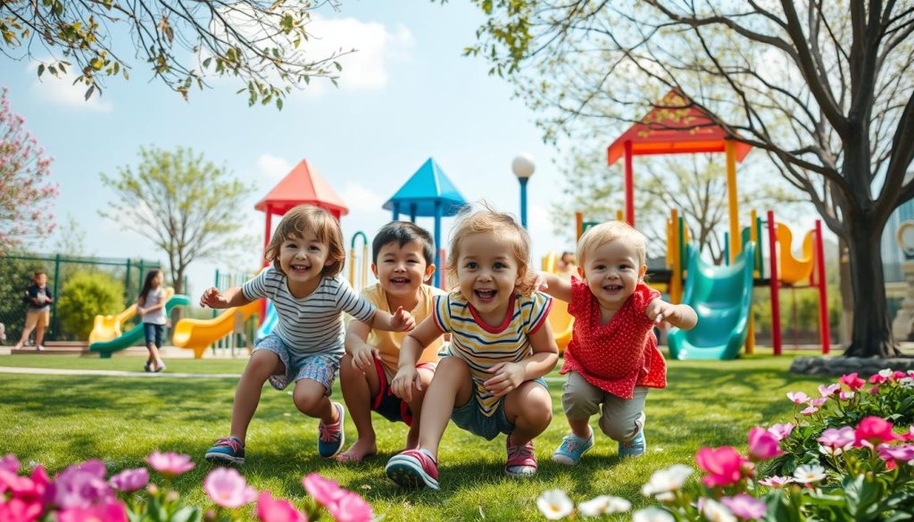 kids playing safely outdoors